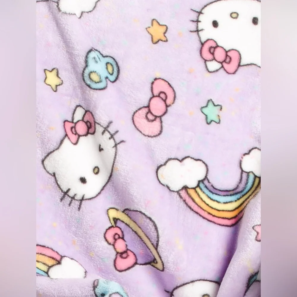 NWT Hello Kitty Cloud Throw Blanket Purple Space Rainbow Pattern